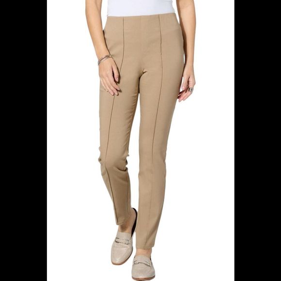 Nina Leonard Millennium Tummy-Smoothing Ankle Pant Tan - Regular - Picture 1 of 1